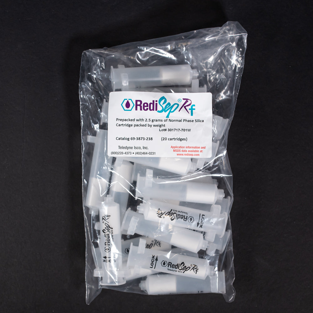 A set of small clear plastic cartridges displayed in a bag on a black background, creating a striking visual contrast between the two elements.