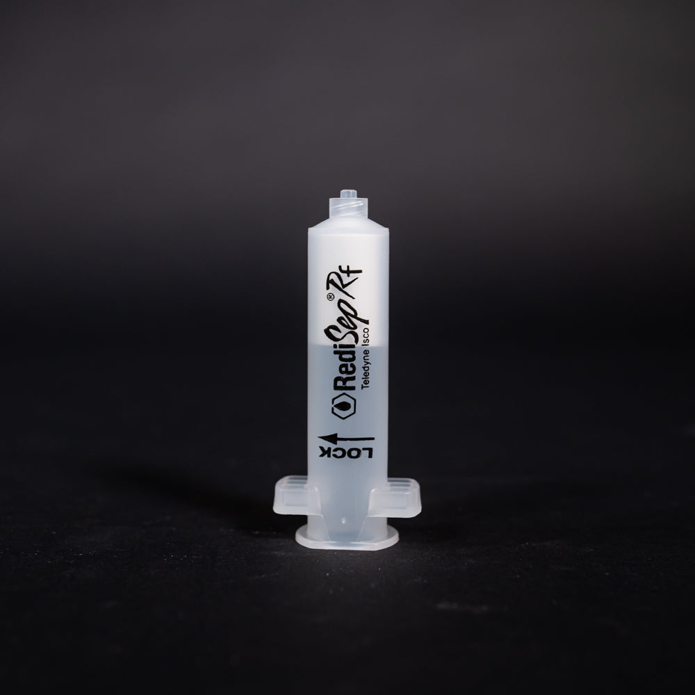 A set of small clear plastic cartridges displayed on a black background, creating a striking visual contrast between the two elements.